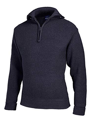 tomBrook Herren Troyer Korvettenkapitän - Seemannspullover Herren Pullover mit Reißverschluss Wolle Pullover Männer aus 100% Schurwolle in Marineblau Größe 62 von tomBrook