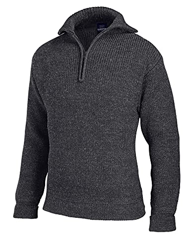 tomBrook Herren Troyer Korvettenkapitän - Seemannspullover Herren Pullover mit Reißverschluss Wolle Pullover Männer aus 100% Schurwolle in Anthrazit Größe 46 von tomBrook