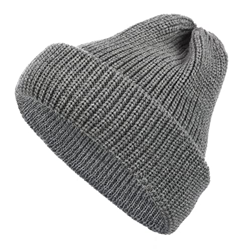 tomBrook Mütze Rollmütze Wollmütze Strickmütze Winter Unisex - Beanie Wolle Wintermütze für Damen und Herren aus 100% Schurwolle in Grau von tomBrook