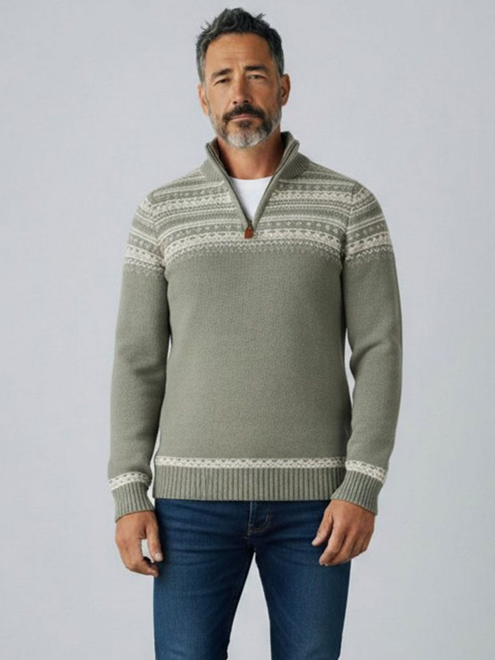 tomBrook Norwegerpullover Herren Troyer mit Norweger-Strick-Muster - Strickpullover Baumwolle von tomBrook