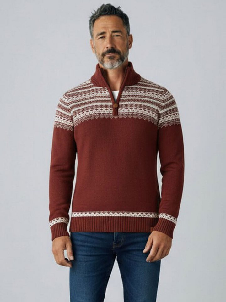tomBrook Norwegerpullover Herren Troyer mit Norweger-Strick-Muster - Strickpullover Baumwolle von tomBrook