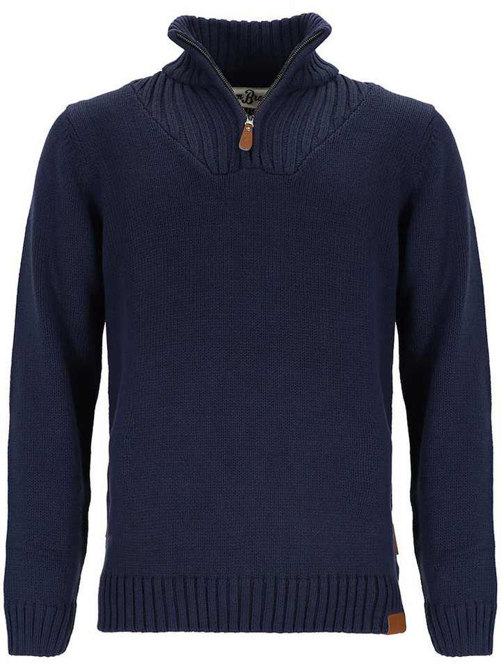 tomBrook Troyer Herren Strickpullover Uni - Pullover mit Stehkragen und Reißverschluss von tomBrook
