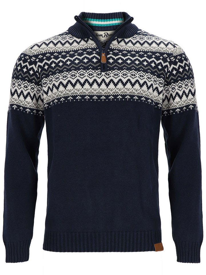 tomBrook Troyer Herren Strickpullover mit Norweger-Muster - Pullover mit Troyer-Kragen von tomBrook