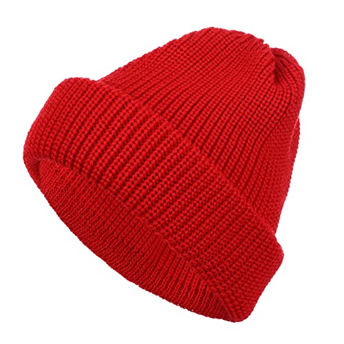 tomBrook Mütze Rollmütze Wollmütze Strickmütze Winter Unisex - Beanie Wolle Wintermütze für Damen und Herren aus 100% Schurwolle in Rot von tomBrook