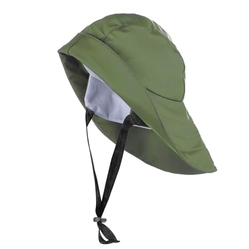 tomBrook Unisex Kinder Südwester Regenhut - wasserdichte Regenmütze mit Kinnriemen & Innenfutter in Olive Größe S von tomBrook