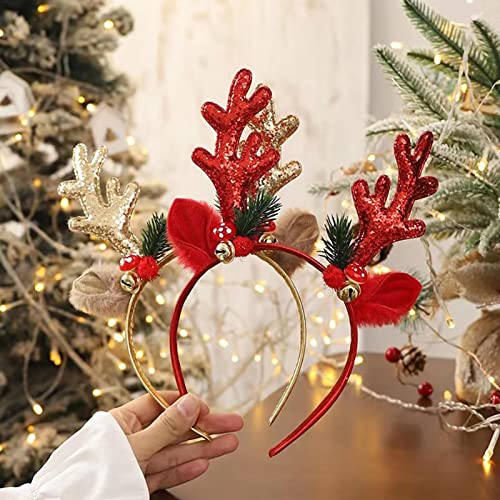 Glitzer Weihnachten Haarreif | Rentier Weihnachts Haarreif | Neuheit Xm-as Weihnachtsfeier Kopfschmuck Set | Weihnachtsbaum Santa Hut Rentier Geweih Schneemann Bögen Pailletten Sterne Haarreifen von tongfeng