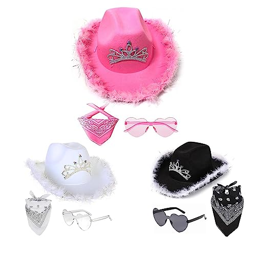 Pinker Cowboyhut - Cowboyhüte Cowgirl - Hut Pink Cowgirl Kostüm Pink Glitzer Damen - Cowboy Accessoires Cowboy Hut Für Kostüme Feiertage Kostüme Partys von tongfeng