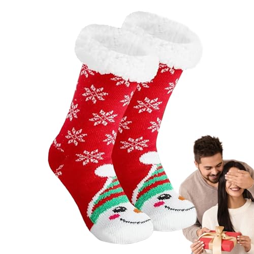 Winterwarme Weihnachtssocken - Startseite Plüsch-Weihnachtstagssocken,Crew-Socken für kaltes Wetter, Vintage-Muster, Socken für Damen, Herren, Kinder, Jungen, Mädchen, Geschenk Tongfeng von tongfeng