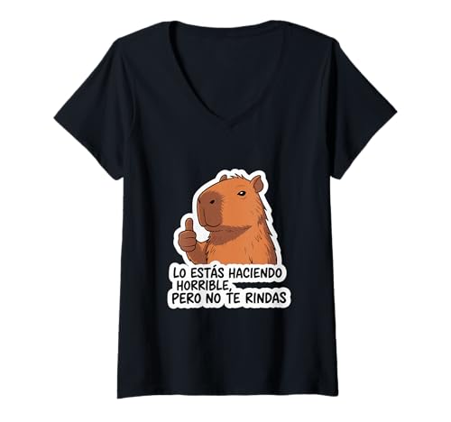 Damen Capibara Du Machst es schrecklich, Aber gib Nicht auf T-Shirt mit V-Ausschnitt Damen Capibara Du Machst es schrecklich, Aber gib Nicht auf T-Shirt mit V-Ausschnitt von tonycastell