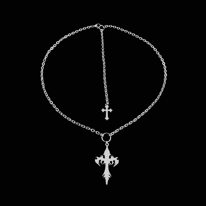 C????????????༻ Silber Gothic Kreuz Halskette Edelstahl Punk Y2K Goth Grunge Alt Schmuck C????????????༻ Silber Gothic Kreuz Halskette Edelstahl Punk Y2K Goth Grunge Alt Schmuck von toobad4u