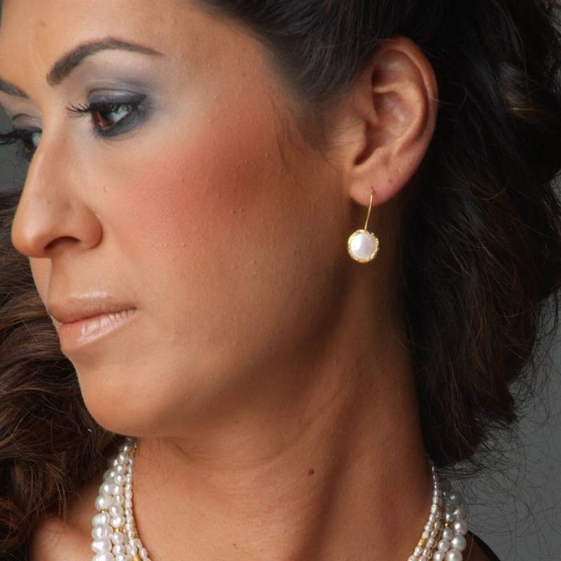 18K Gold Beschichtete Sterling Silber Münzen Perlen Ohrringe von toosis