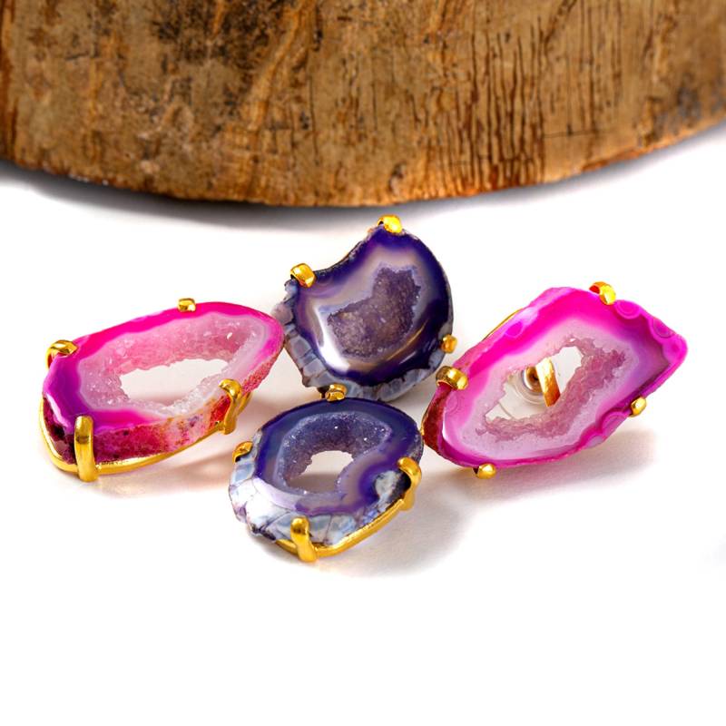 Achat Druzy Sterling Silberlange Statement Ohrringe von toosis