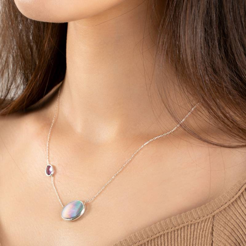 Amethyst & Perlmutt Kette Gold Vermeil Sterling Silber von toosis