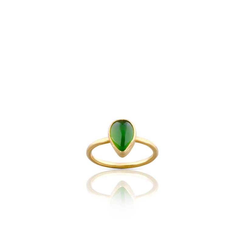 Gold Beschichtet Sterling Silber Grün Jade Drop-Ring von toosis