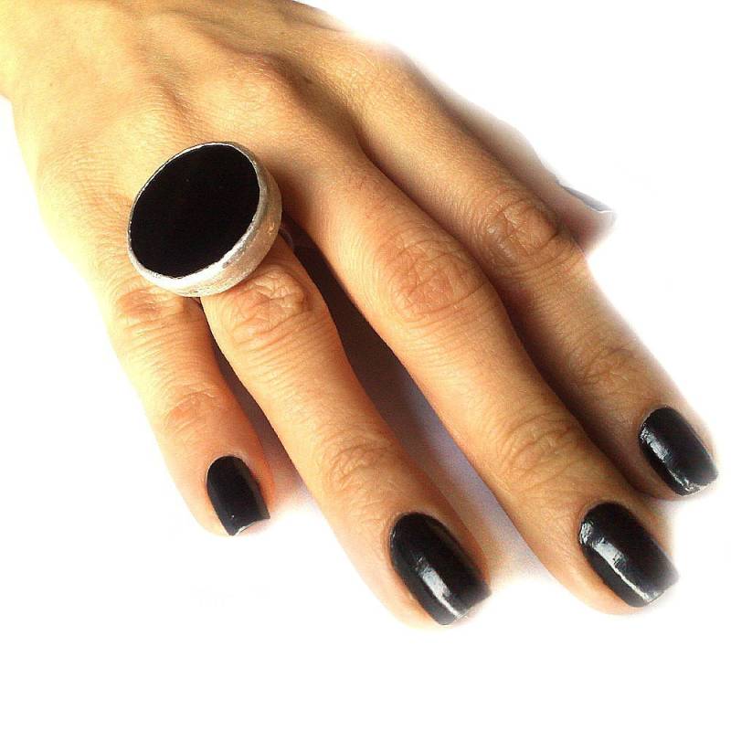 Handgefertigte Sterling Silber Schwarz Onyx Ring von toosis