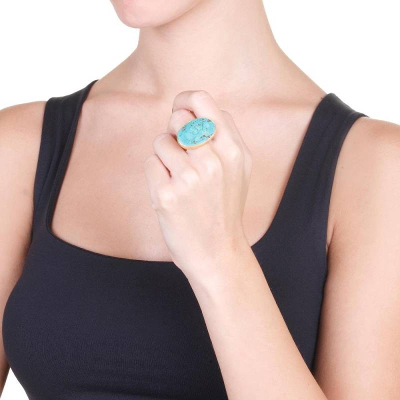 Oval Türkis Sterling Silber Ring Boho Dezember Geburtsstein von toosis