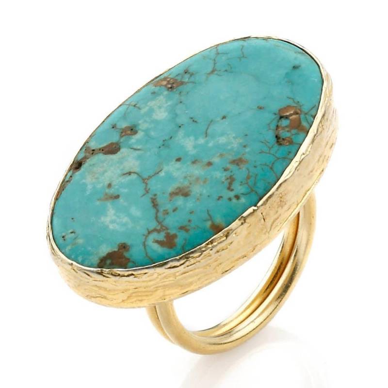 Ovaler Türkis Ring Gold Vermeil Sterling Silber Boho Statement von toosis