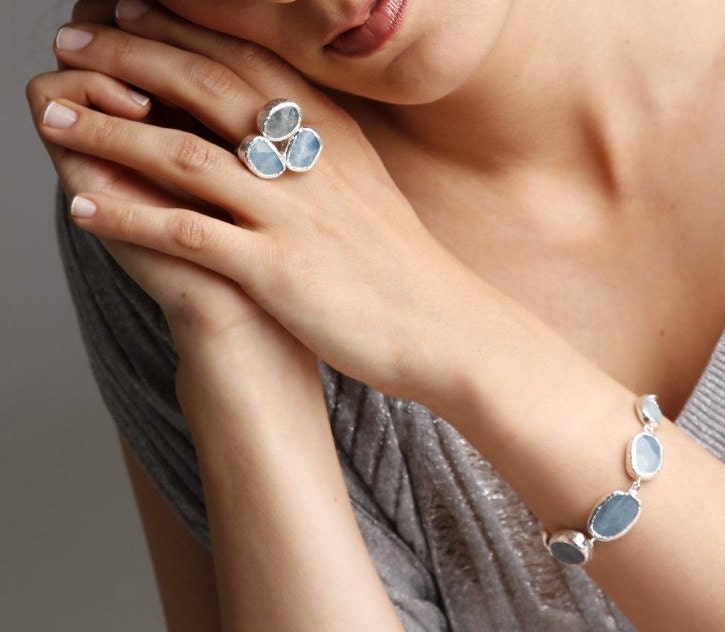 Roher Aquamarinstein-Silberring von toosis