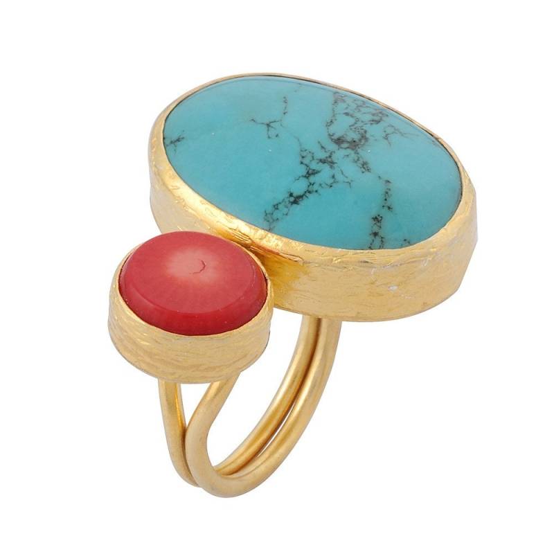 Türkis Und Koralle Vergoldet Silberring von toosis