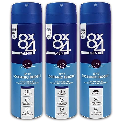 3 er Pack 8x4 MEN Oceanic Boost Nr. 17 Anti-Transpirant Spray Deospray 3x 150 ml von topDeal