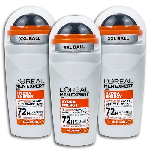 3 er Pack MEN EXPERT Hydra Energy Extreme Sport Anti-Transpirant Deo Roll On 3 x 50 ml von topDeal