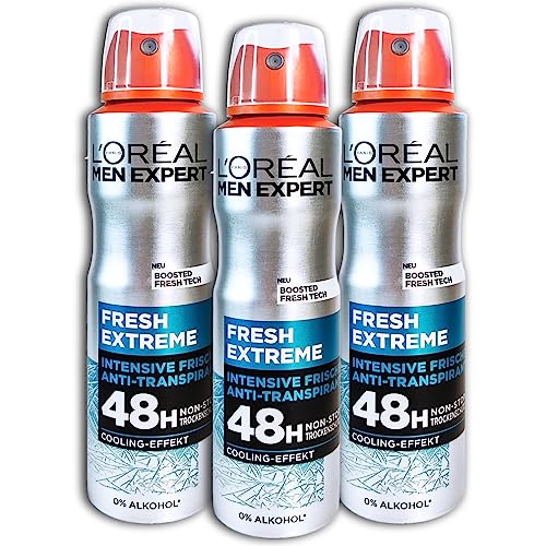 3 er Pack Men expert Fresh Extreme 48 H Anti-Transpirant Spray Deo Deospray 3 x 150 ml von topDeal