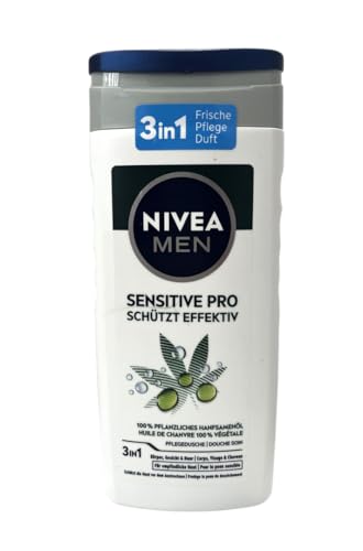 3 er Pack Nivea Men 3in1 Sensitive Pro Duschgel Shower Gel mit Hanfsamenöl 3 x 250ml von topDeal
