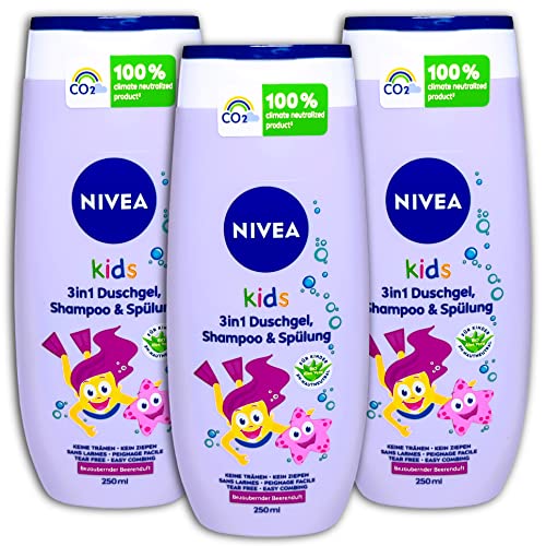 3 er Set Nivea Kids Shampoo Duschgel & Spülung 3 in 1 3 x 250 ml von topDeal