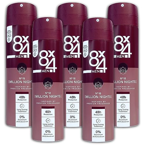 5 er Pack 8x4 MEN Anti-Transpirant Spray N°18 Million Nights Deospray Deo 5 x 150ml von topDeal