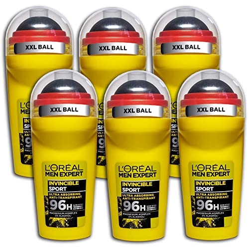 6 er Pack MEN EXPERT Anti-Transpirant Roll-On Invincible Sport 6 x 50 ml von topDeal