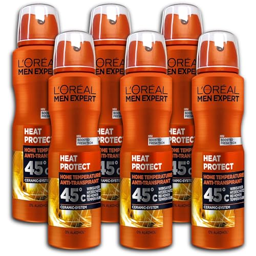 MEN EXPERT Heat Protect 45°C Antitranspirant Deospray Deodorant 6 x 150 ml von topDeal