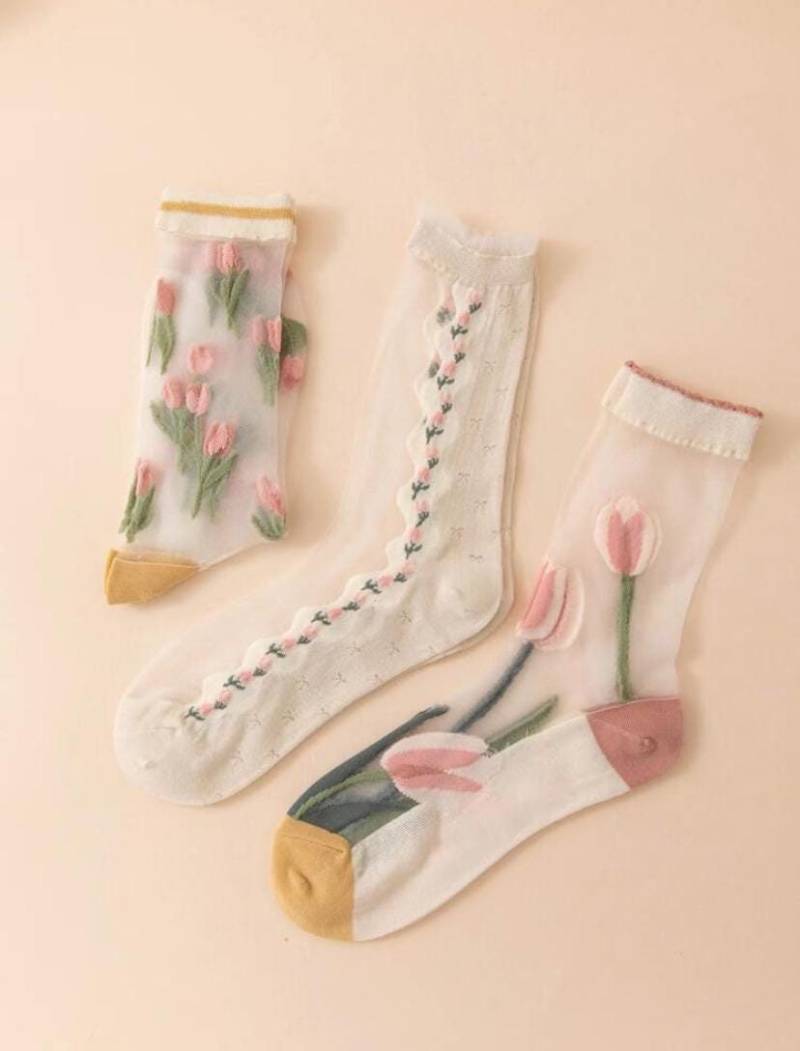 Spitzensocken, Retro Floral Mesh Socken, Schiere Frauen Blumenmuster Socken Frühling Sommer Durchsichtig Geschenkidee Für Mama Spitzensocken, Retro Floral Mesh Socken, Schiere Frauen Blumenmuster Socken Frühling Sommer Durchsichtig Geschenkidee Für Mama von topdogLondon