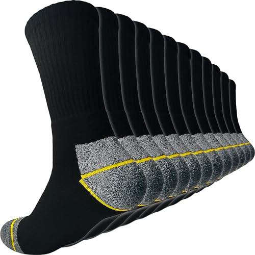 topline Arbeitssocken herren - Thermosocken herren - Arbeitssocken und Wintersocken herren aus Baumwolle, voll verstärkt und Warme socken (40-46, Schwarz (6 Paar)) von topline