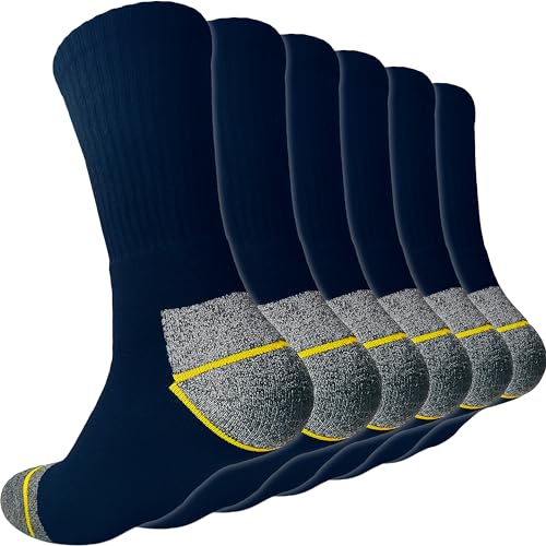 topline 6 Paar Arbeitssocken herren - Thermosocken herren - Wintersocken herren aus Baumwolle, voll verstärkt und Warme socken (DE/NL/SE/PL, Numerisch, 40, 46, Regular, Regular, Dunkelblau (6 Paar)) von topline