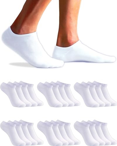TOPLINE 12 Paar Sneaker Socken Herren Damen Baumwolle (DE/NL/SE/PL, Numerisch, 40, 46, Regular, Kurz, Weiß (12 Paar)) von TOPLINE