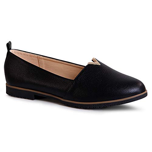 topschuhe24 1747 Damen Slipper Ballerina Loafer, Farbe:Schwarz, Größe:37 EU von topschuhe24