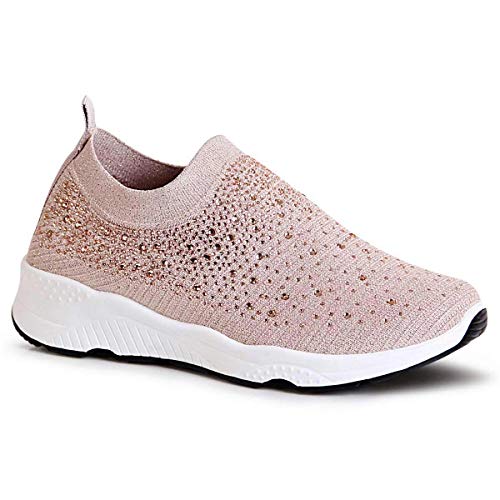 topschuhe24 1779 Damen Plateau Sneaker Light Slipper Glitzer, Farbe:Rose, Größe:36 EU von topschuhe24