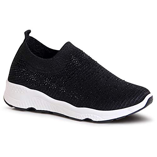 topschuhe24 1779 Damen Plateau Sneaker Light Slipper Glitzer, Farbe:Schwarz, Größe:36 EU von topschuhe24