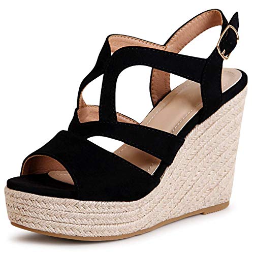 topschuhe24 1861 Damen Keilabsatz Sandaletten Riemchen Sandalen, Farbe:Schwarz, Größe:36 EU von topschuhe24