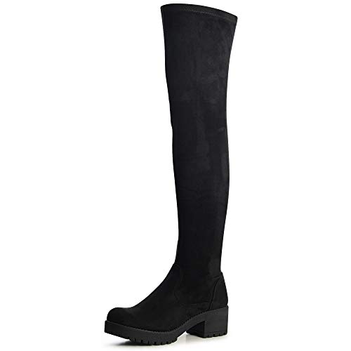 topschuhe24 1971 Damen Plateau Overknee Stiefel Stretch, Farbe:Schwarz 1971, Größe:36 EU von topschuhe24