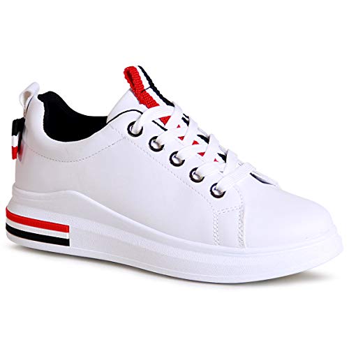 topschuhe24 2028 Damen Plateau Sneaker Turnschuhe, Farbe:Weiß, Größe:40 EU von topschuhe24