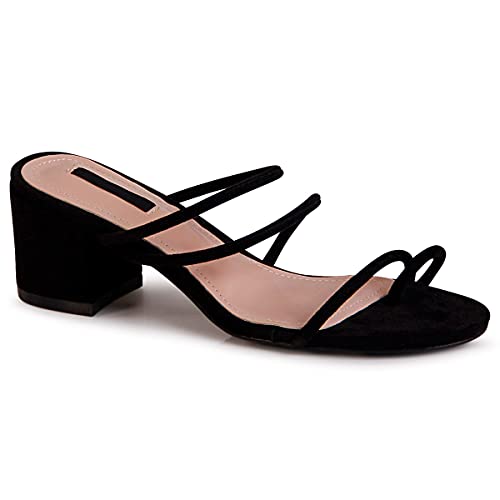 topschuhe24 2106 Damen Velours Sandaletten Pantoletten, Farbe:Schwarz, Größe:38 EU von topschuhe24