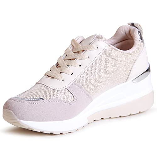 topschuhe24 2315 Damen Keilabsatz Sneaker Halbschuhe, Farbe:Beige 2315, Größe:38 EU von topschuhe24