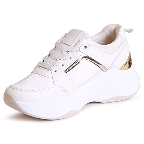 topschuhe24 2372 Damen Plateau Sneaker Turnschuhe, Farbe:Beige, Größe:39 EU von topschuhe24