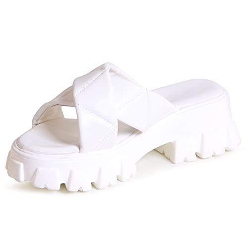 topschuhe24 2481 Damen Plateau Pantoletten Sandalen, Farbe:Weiß, Größe:40 EU von topschuhe24