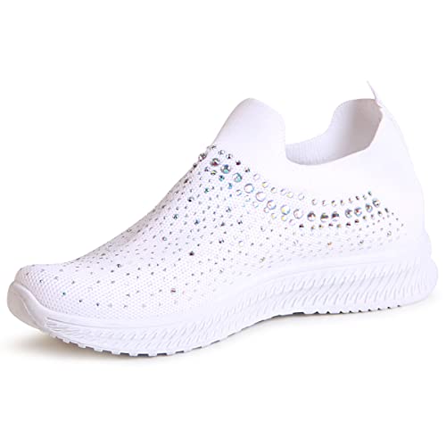 topschuhe24 2492 Damen Plateau Sneaker Glitzer Light Slipper, Farbe:Weiß, Größe:36 EU von topschuhe24