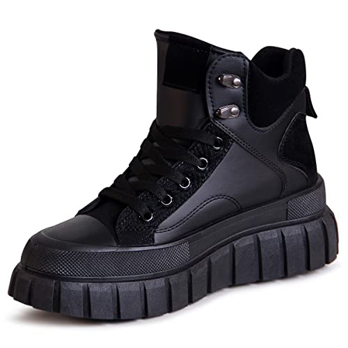 topschuhe24 2536 Damen Plateau Sneaker High Top Turnschuhe, Farbe:Schwarz, Größe:38 EU von topschuhe24