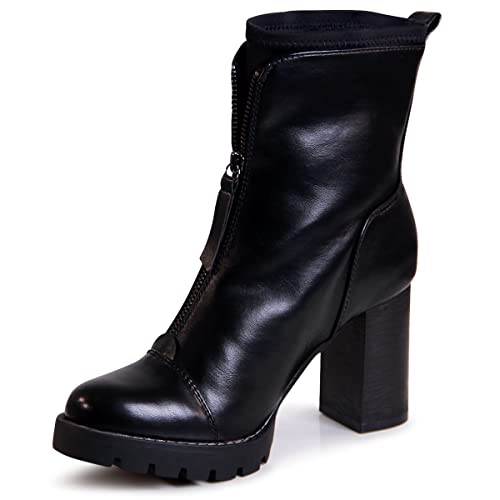 topschuhe24 2542 Damen Plateau Stiefeletten Ankle Boots, Farbe:Schwarz, Größe:39 EU von topschuhe24