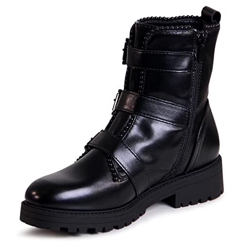 topschuhe24 2543 Damen Plateau Stiefeletten Worker Biker Boots, Farbe:Schwarz, Größe:37 EU von topschuhe24