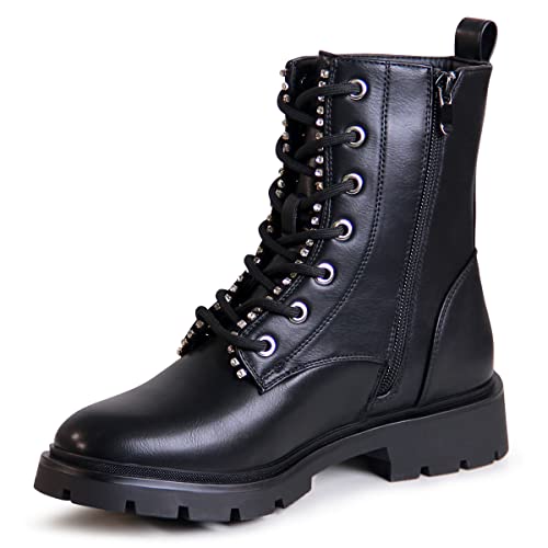 topschuhe24 2560 Damen Plateau Stiefeletten Worker Biker Boots, Farbe:Schwarz, Größe:39 EU von topschuhe24